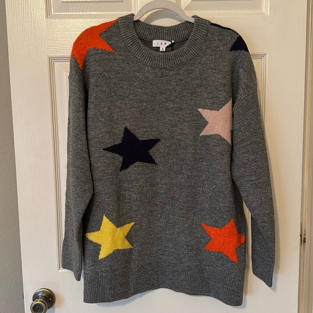 grey multicolored star sweater